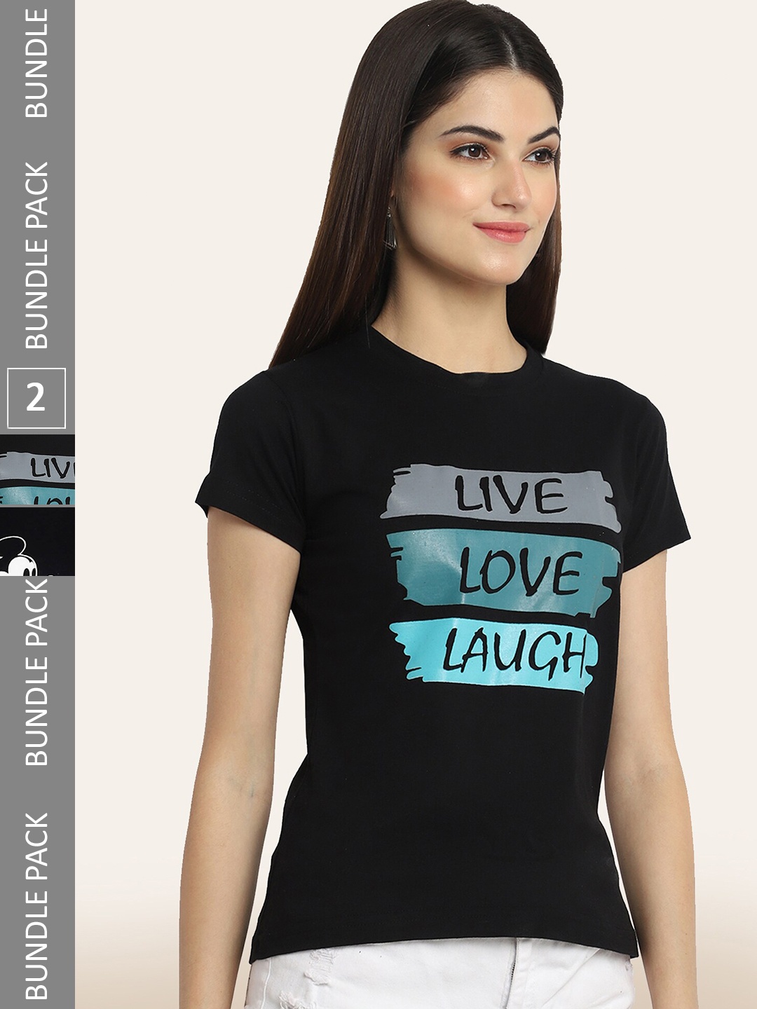 

BAESD Pack Of 2 Printed Cotton T-shirt, Black