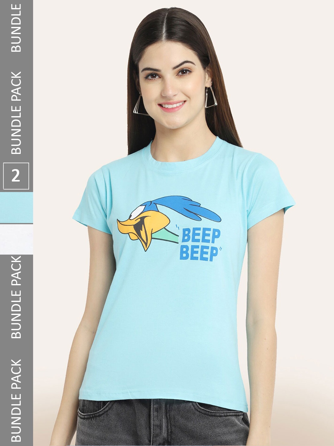 

BAESD Pack Of 2 Printed Cotton T-Shirt, Blue