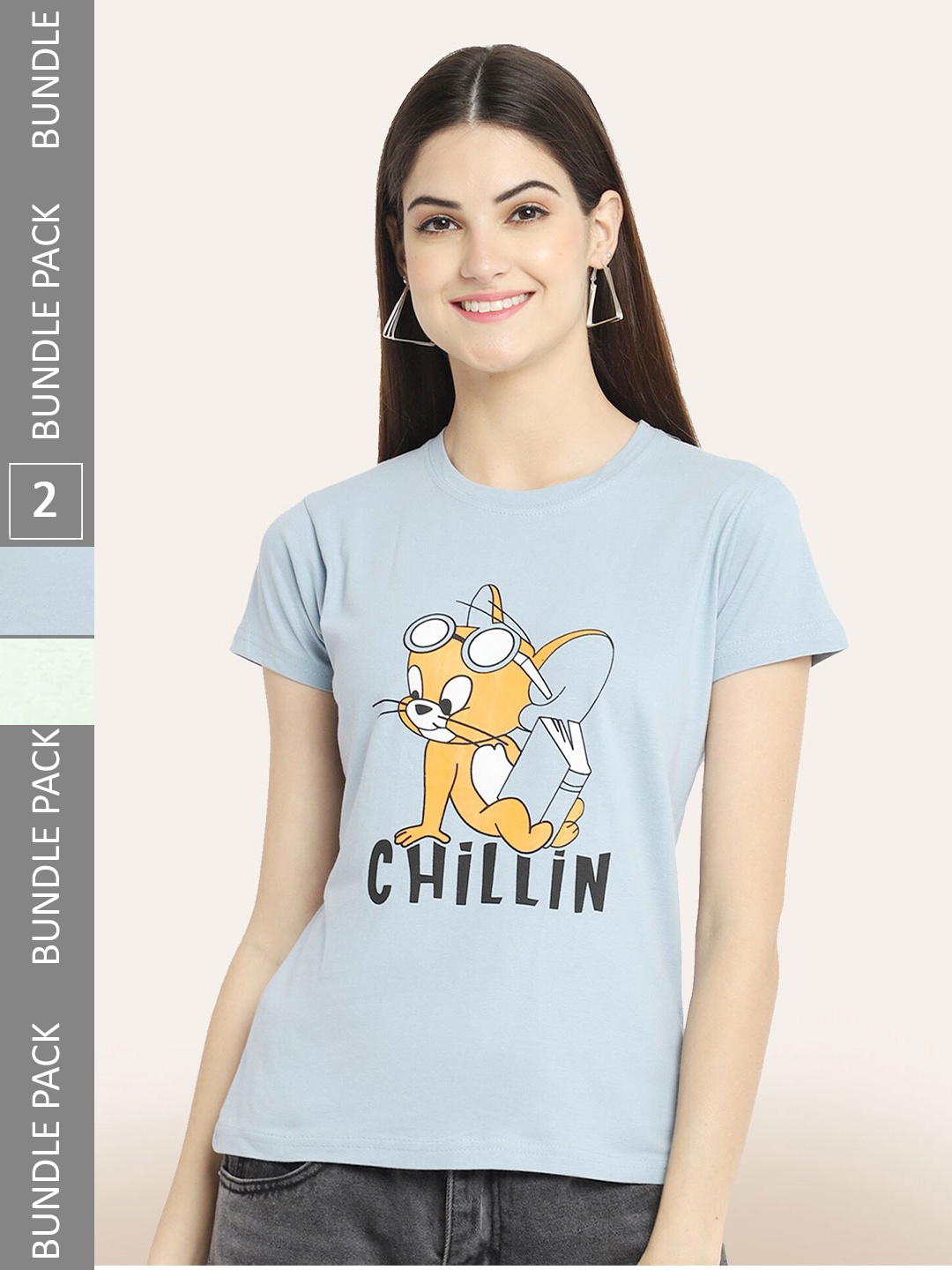 

BAESD Pack Of 2 Graphic Printed Cotton T-Shirt, Blue