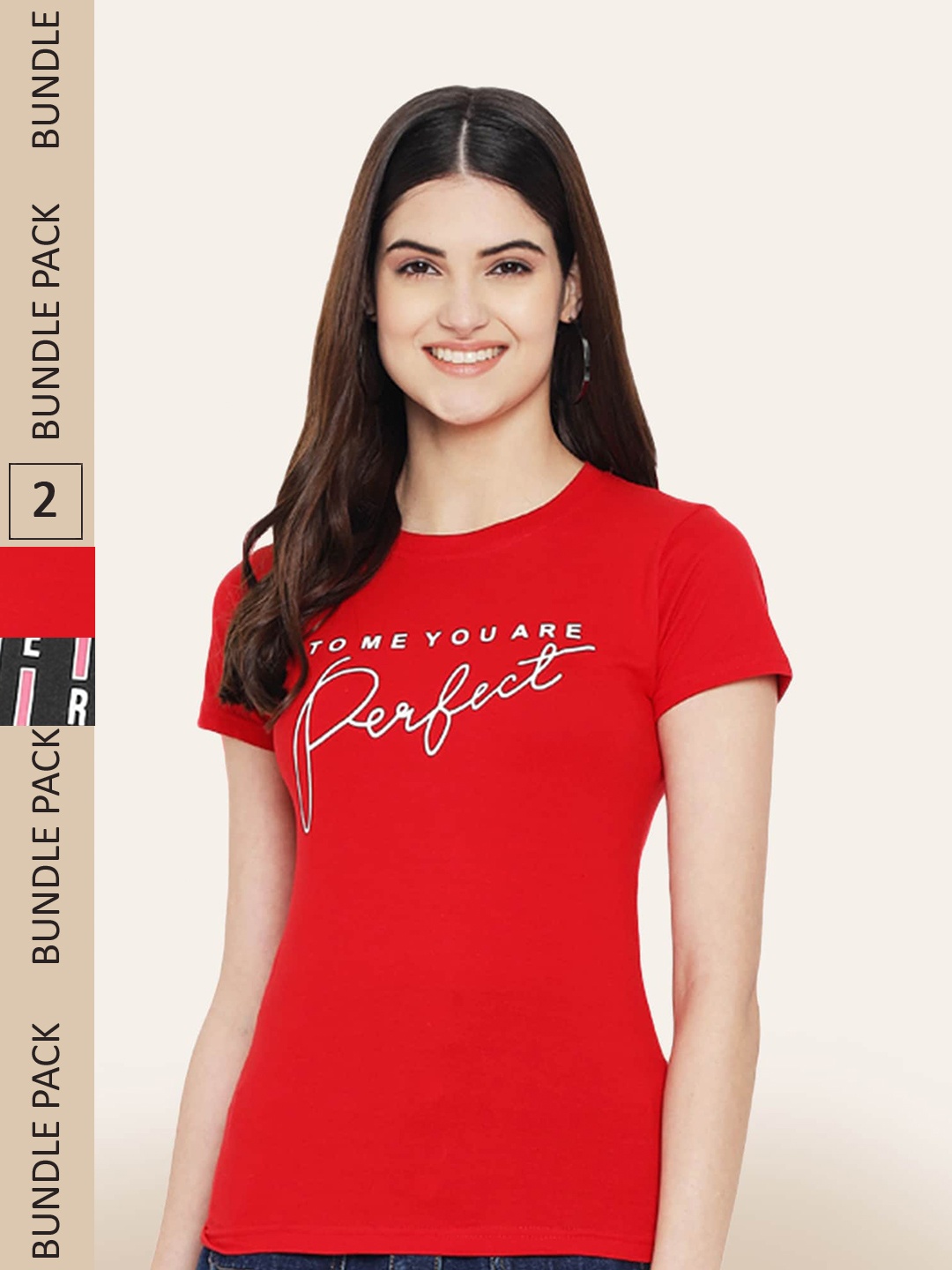 

BAESD Pack Of 2 Printed Cotton T-shirt, Red