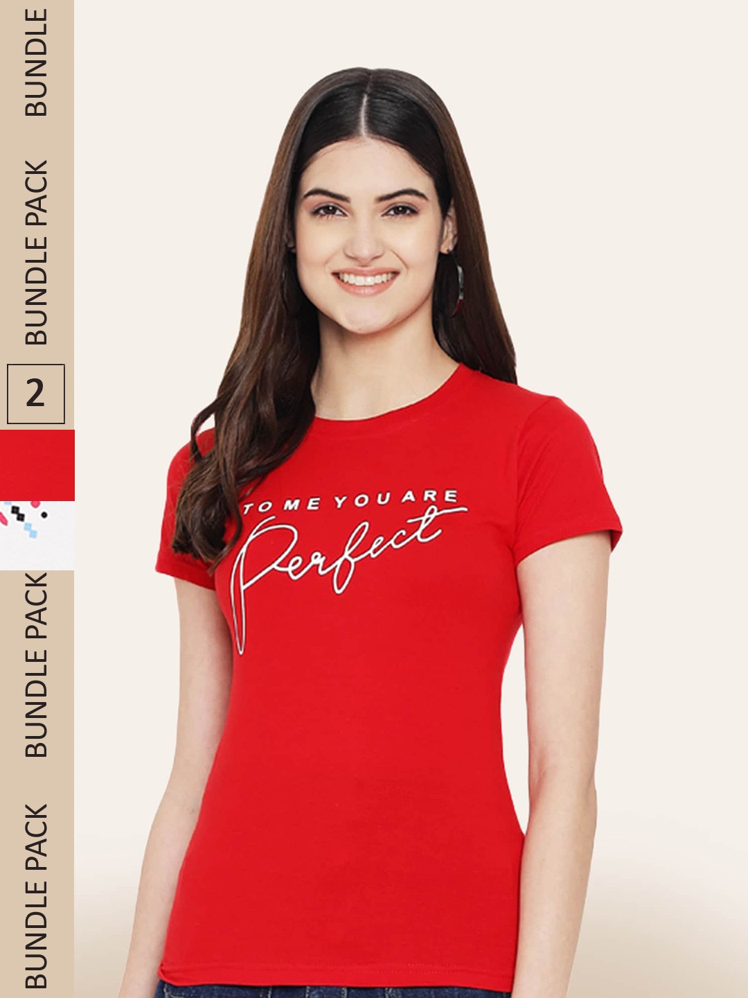 

BAESD Pack Of 2 Printed Cotton T-shirt, Red