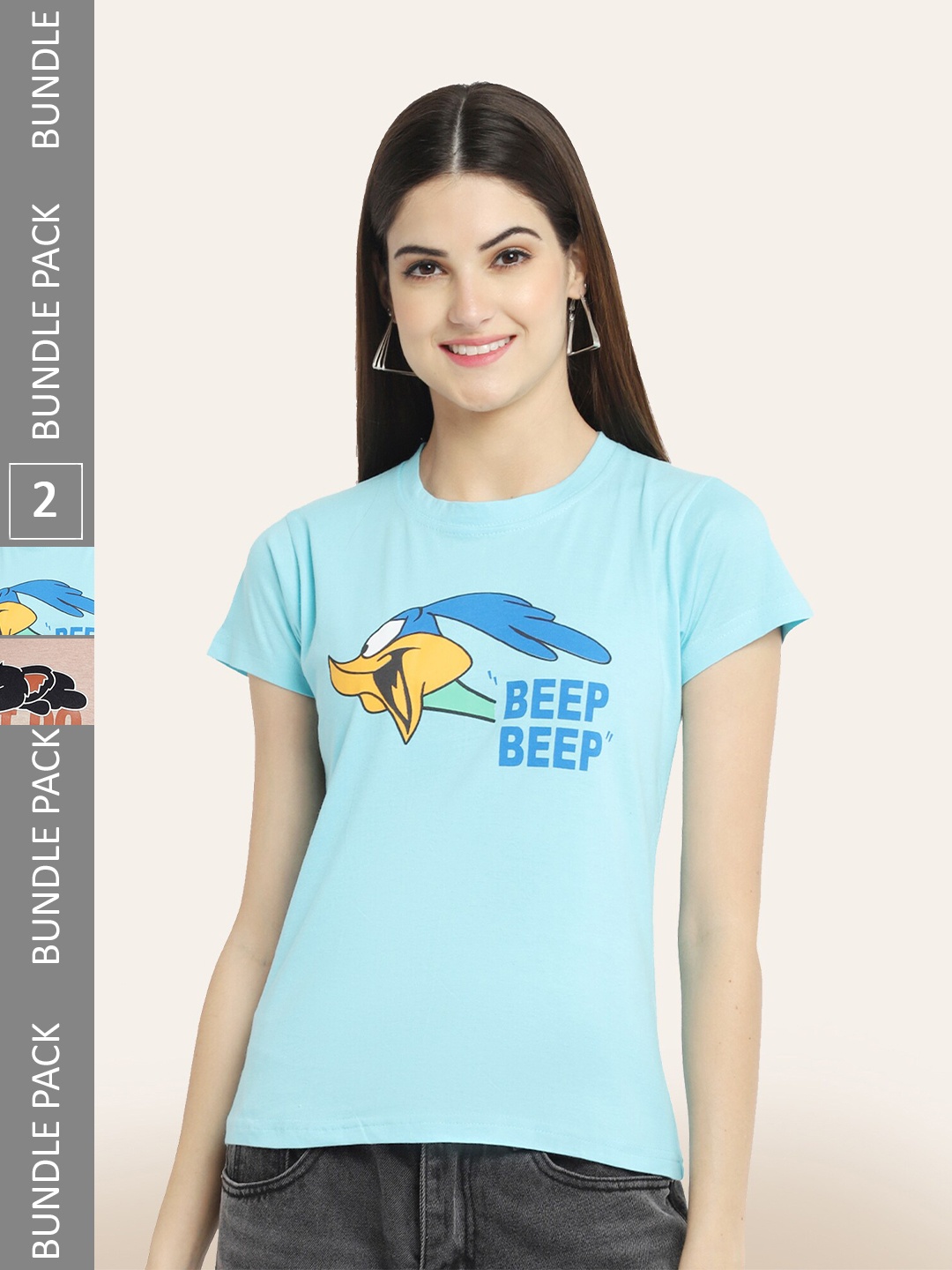 

BAESD Pack Of 2 Printed Cotton T-shirt, Blue