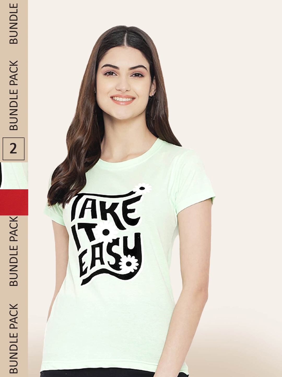 

BAESD Pack of 2 Printed Cotton T-shirts, Green