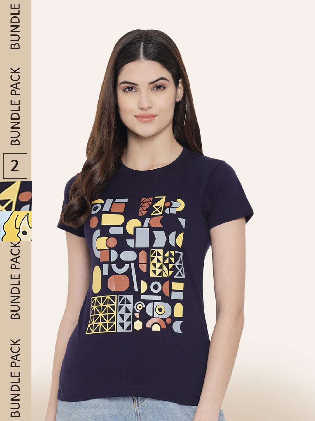 

BAESD Pack Of 2 Graphic Printed Cotton T-Shirt, Blue