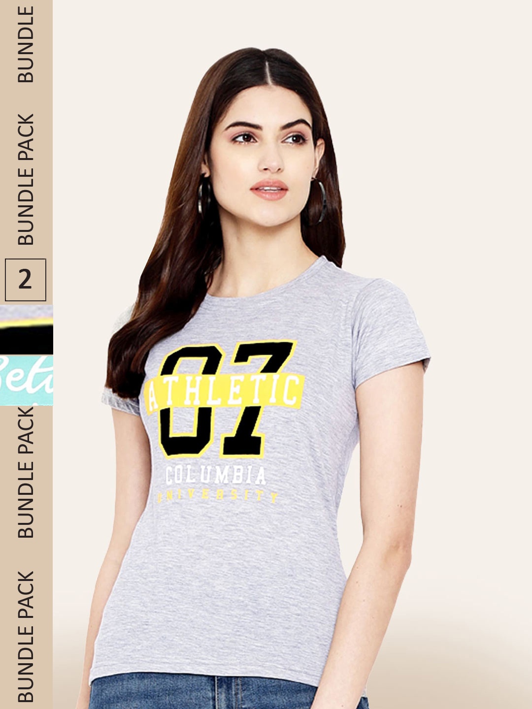 

BAESD Pack of 2 Typography Printed Cotton T-shirts, Grey