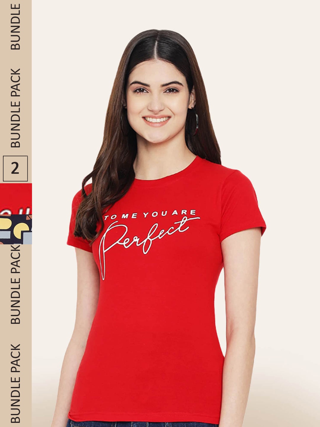 

BAESD Pack Of 2 Typography Printed Cotton T-shirt, Red