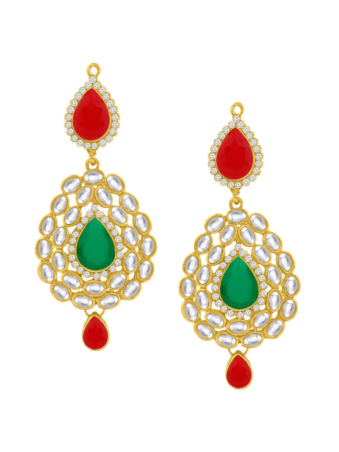 

Alamod Gold Plated Classic Kundan Drop Earrings