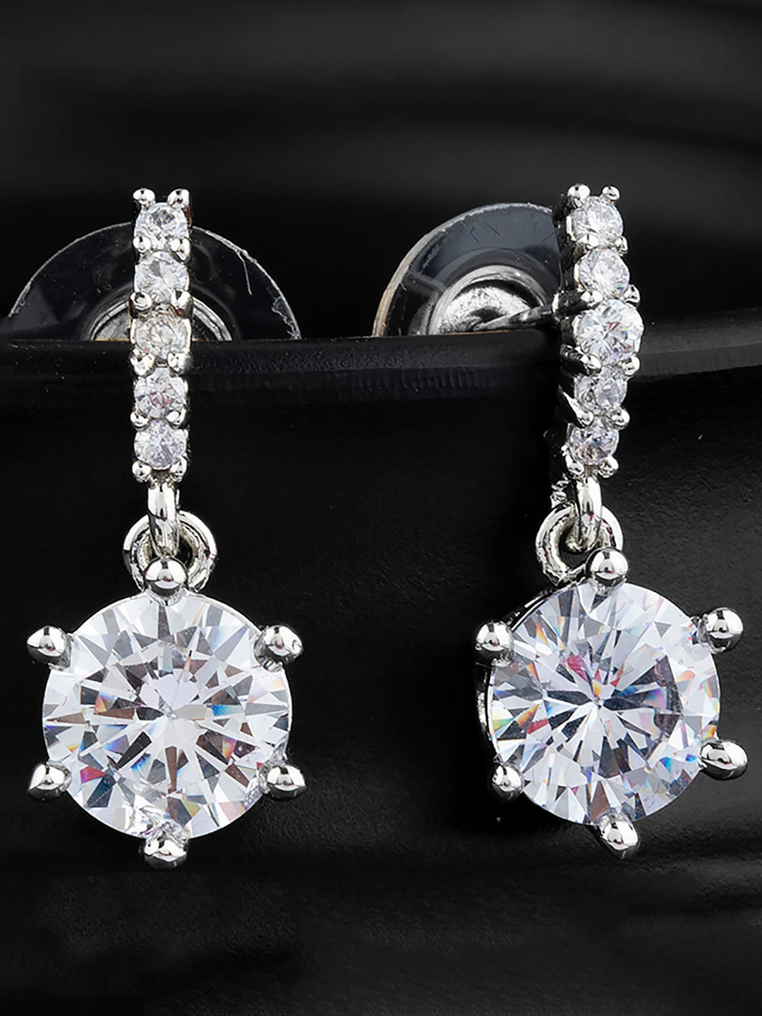 

Alamod Silver-Plated Teardrop Shaped CZ Drop Earrings