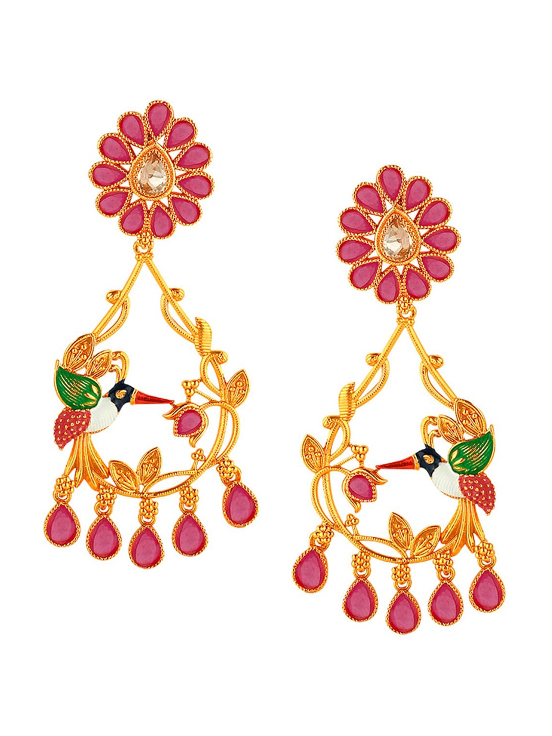 

Alamod Gold-Plated Peacock Shaped Drop Earrings