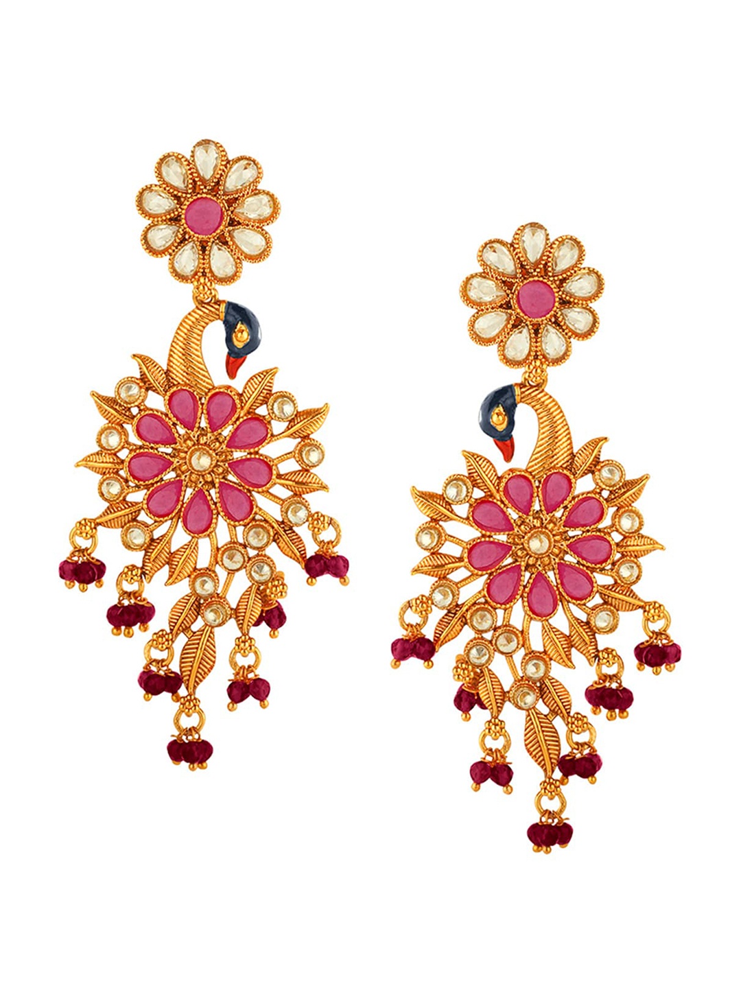 

Alamod Gold-Plated Peacock Shaped Drop Earrings