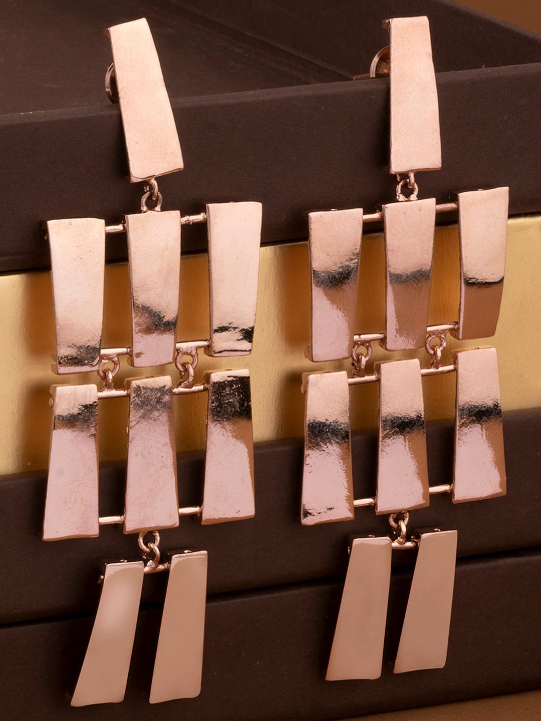 

Alamod Rose Gold-Plated Contemporary Drop Earrings