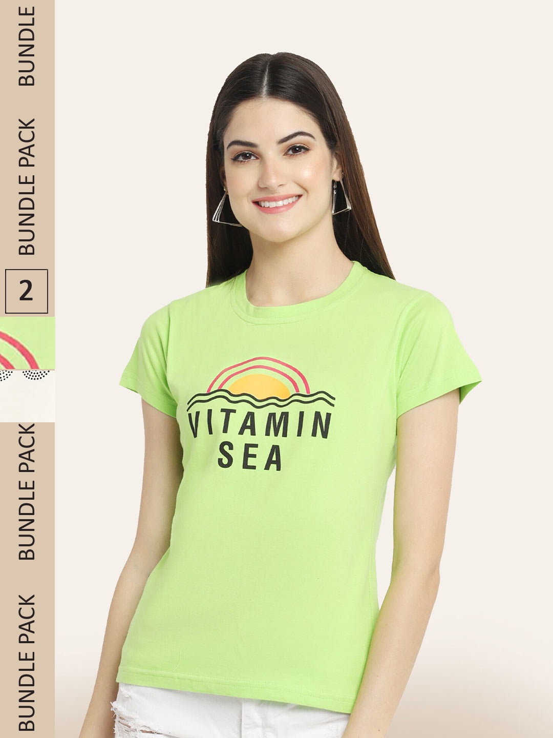 

BAESD Pack Of 2 Typography Printed Cotton T-shirt, Green