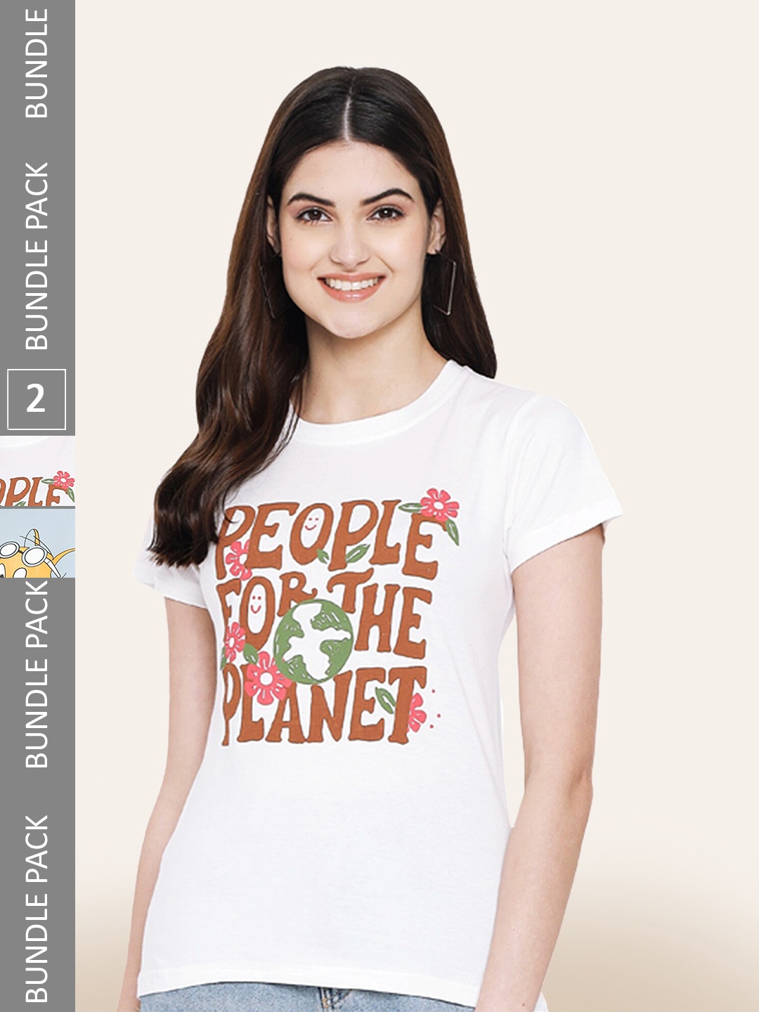 

BAESD Pack Of 2 Typography Printed Cotton T-shirts, White