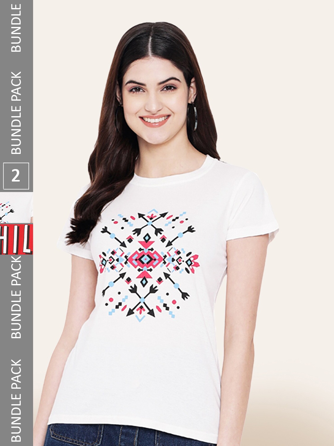 

BAESD Pack Of 2 Printed Cotton T-shirt, Multi