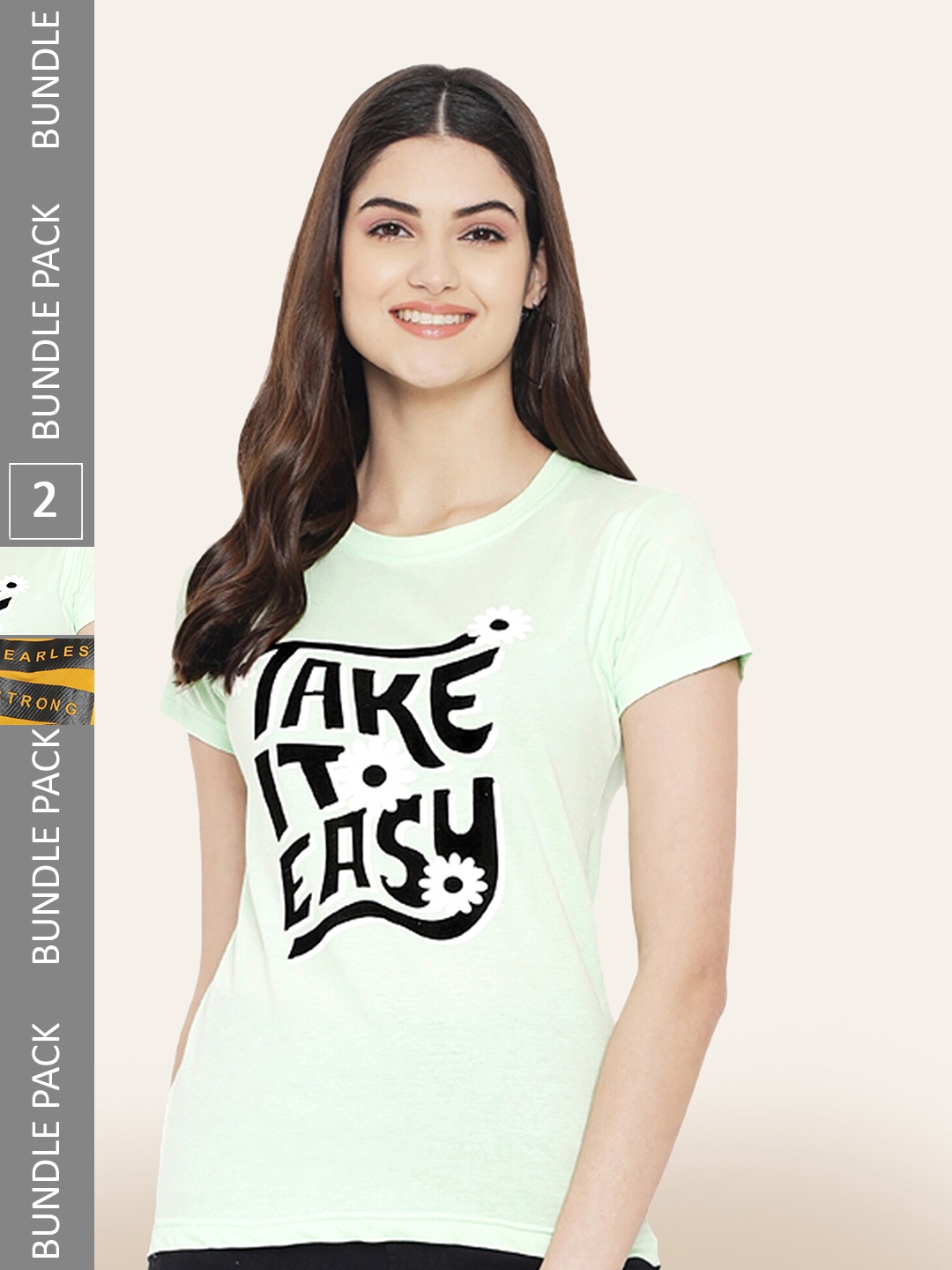 BAESD Pack Of 2 Typography Printed Cotton T-shirt, Sea green