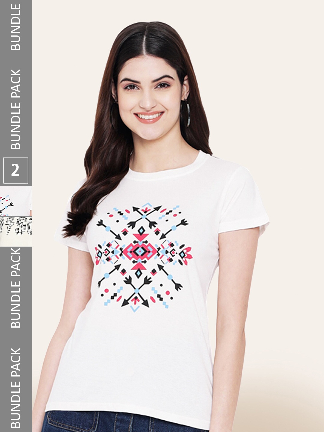 

BAESD Pack of 2 Typography Printed Cotton T-shirt, White
