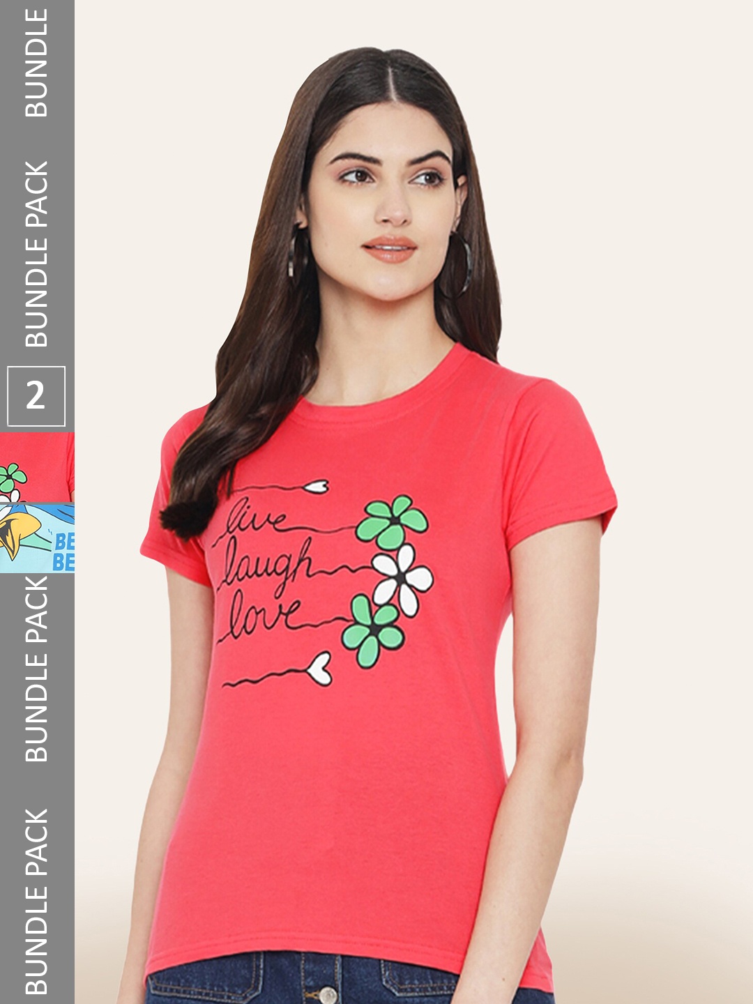 

BAESD Pack Of 2 Typography Printed Cotton T-shirt, Red