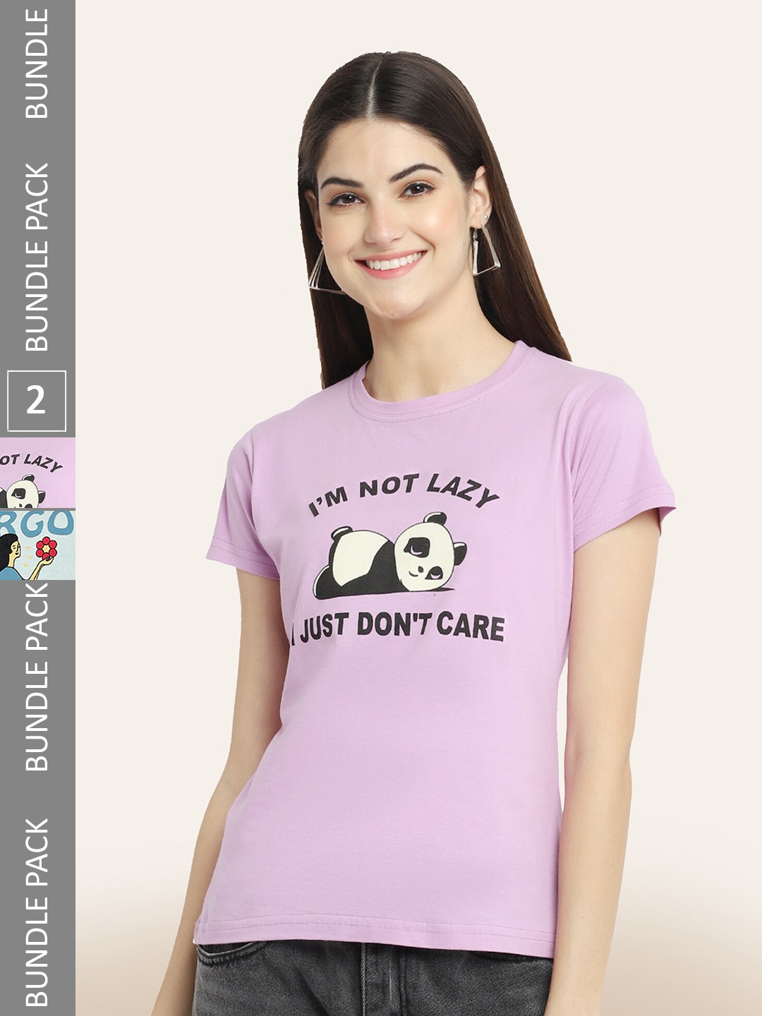 

BAESD Pack Of 2 Printed Cotton T-shirts, Purple