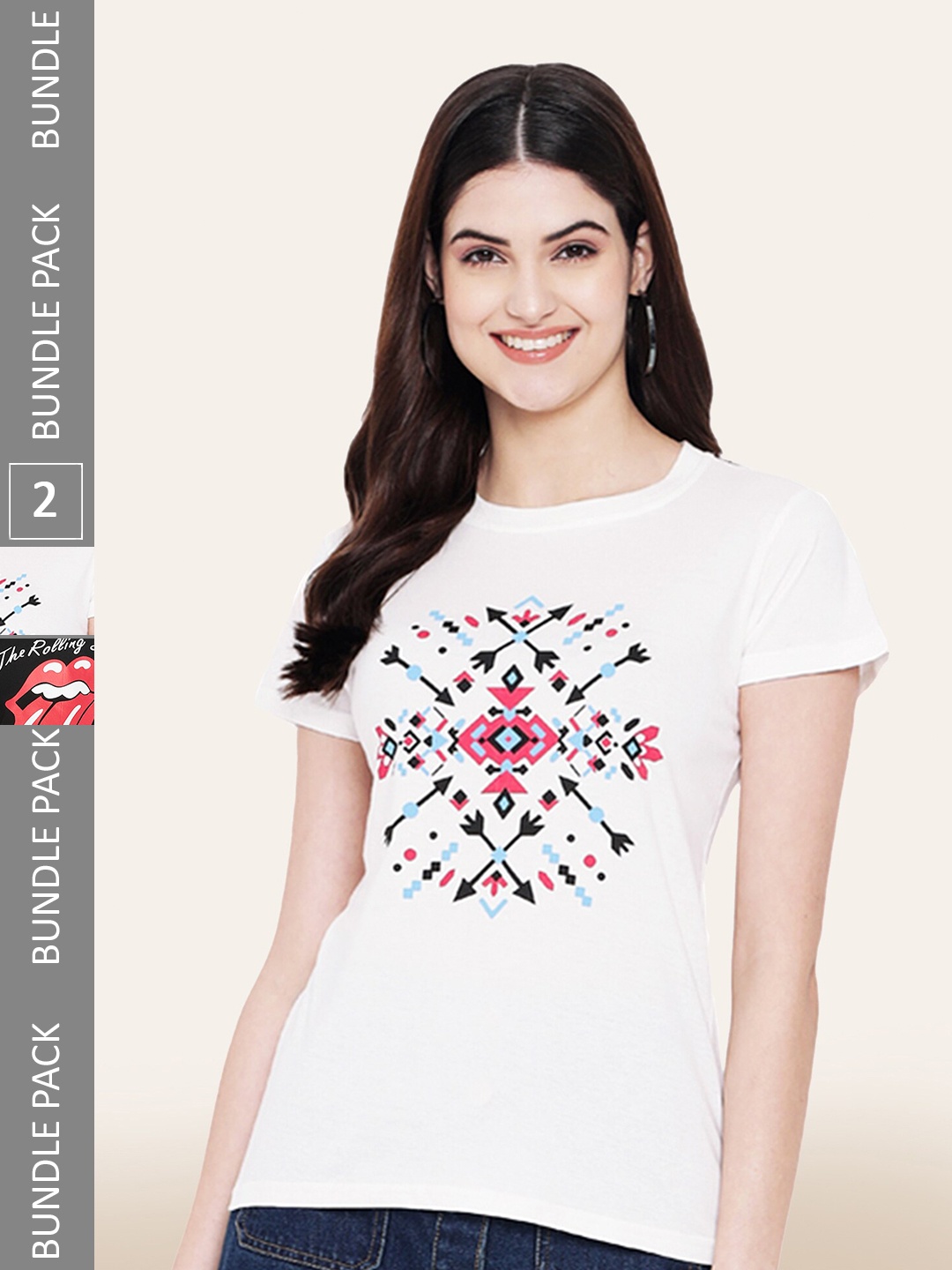 

BAESD Pack Of 2 Graphic Printed Cotton T-shirt, White