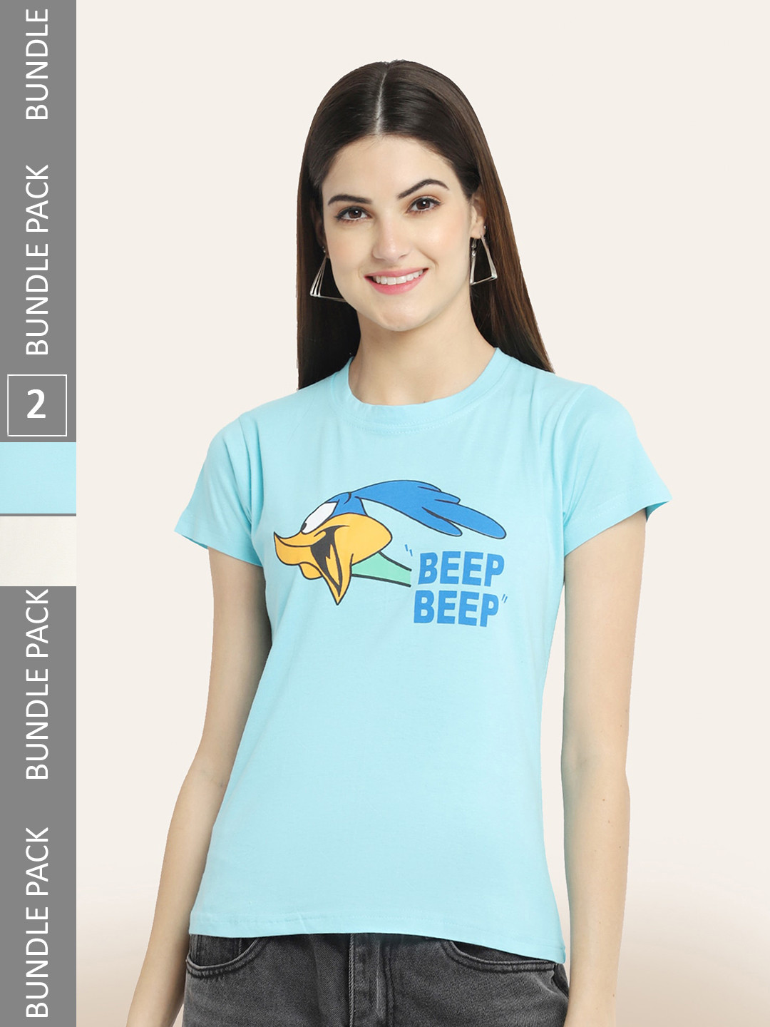 

BAESD Pack Of 2 Typography Printed Cotton T-shirt, Blue