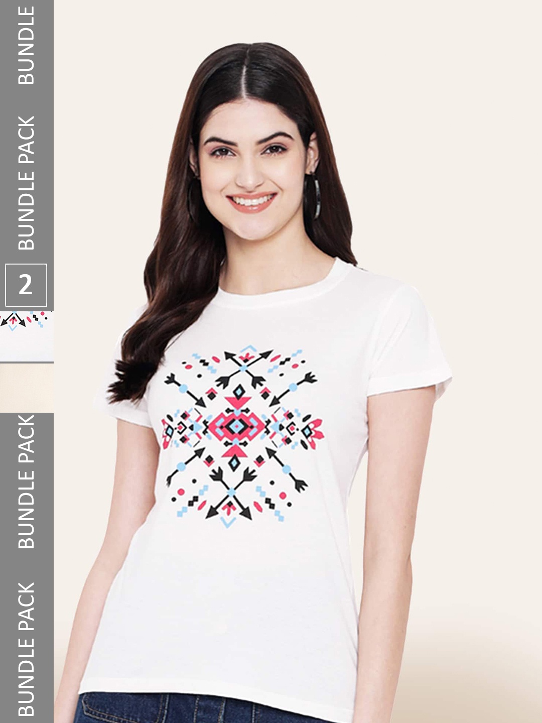 

BAESD Pack Of 2 Typography Printed Cotton T-shirt, White