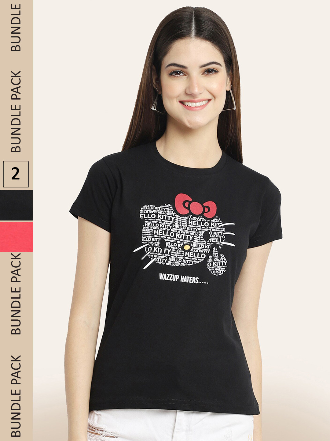

BAESD Pack 2 Printed Cotton T-shirts, Black