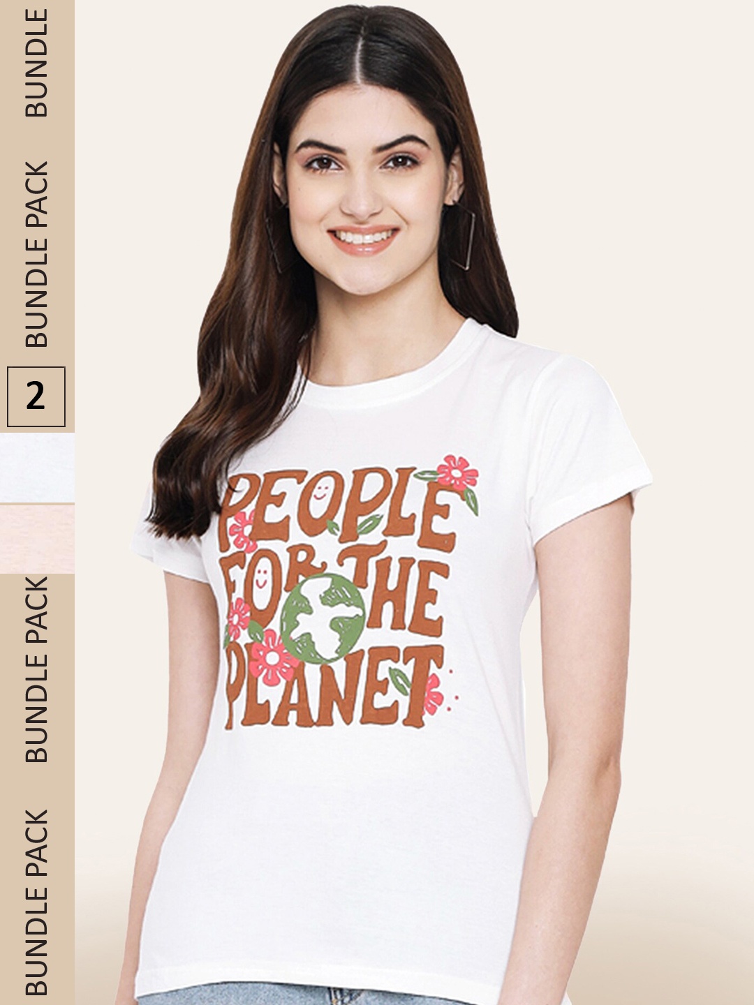 

BAESD Pack Of 2 Typography Printed Cotton T-shirts, White