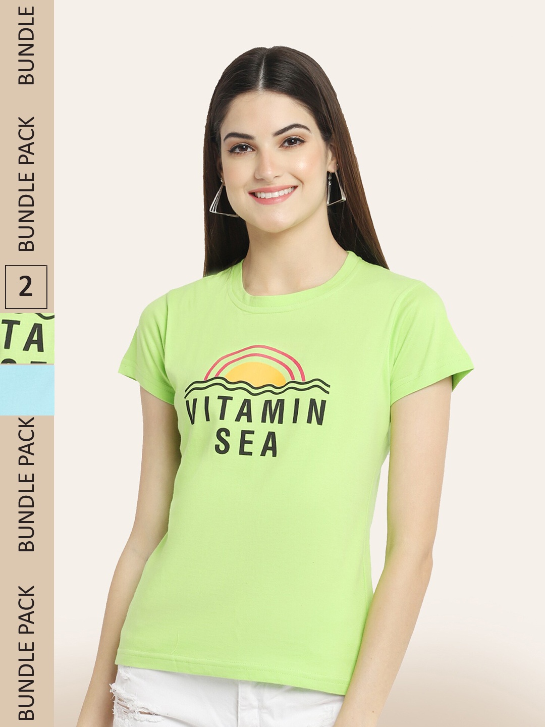 

BAESD Pack Of 2 Printed Cotton T-shirt, Green