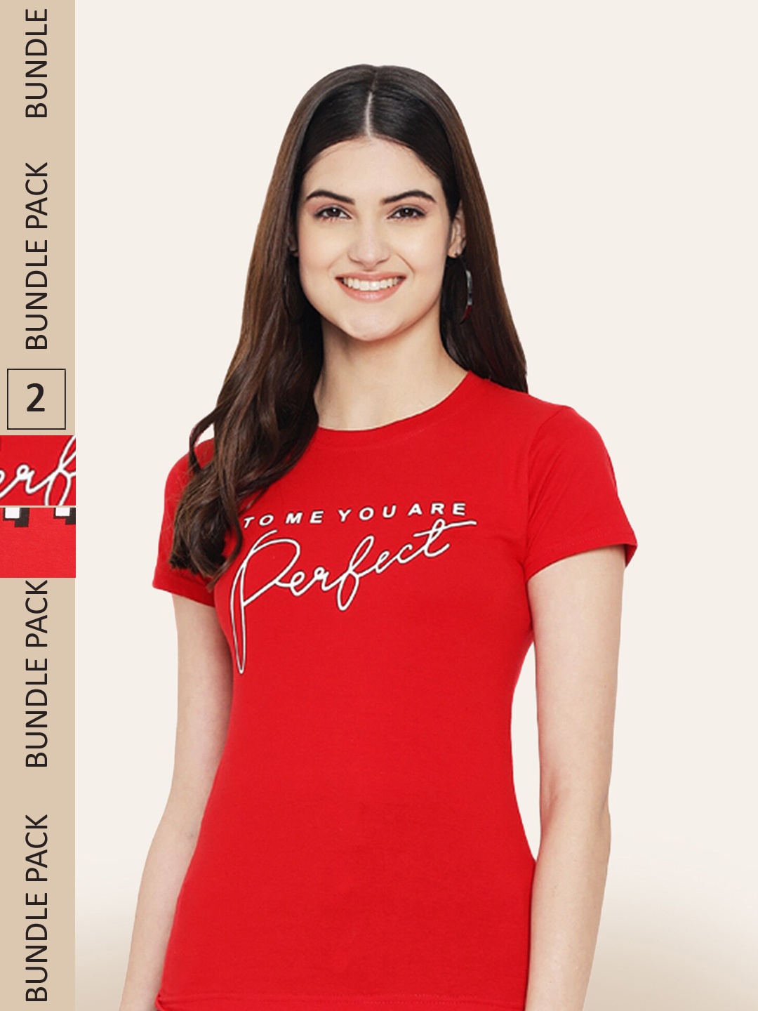 

BAESD Pack of 2 Typography Printed Cotton T-shirts, Red