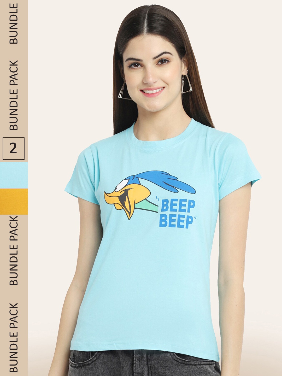 

BAESD Pack Of 2 Graphic Printed Cotton T-shirt, Blue