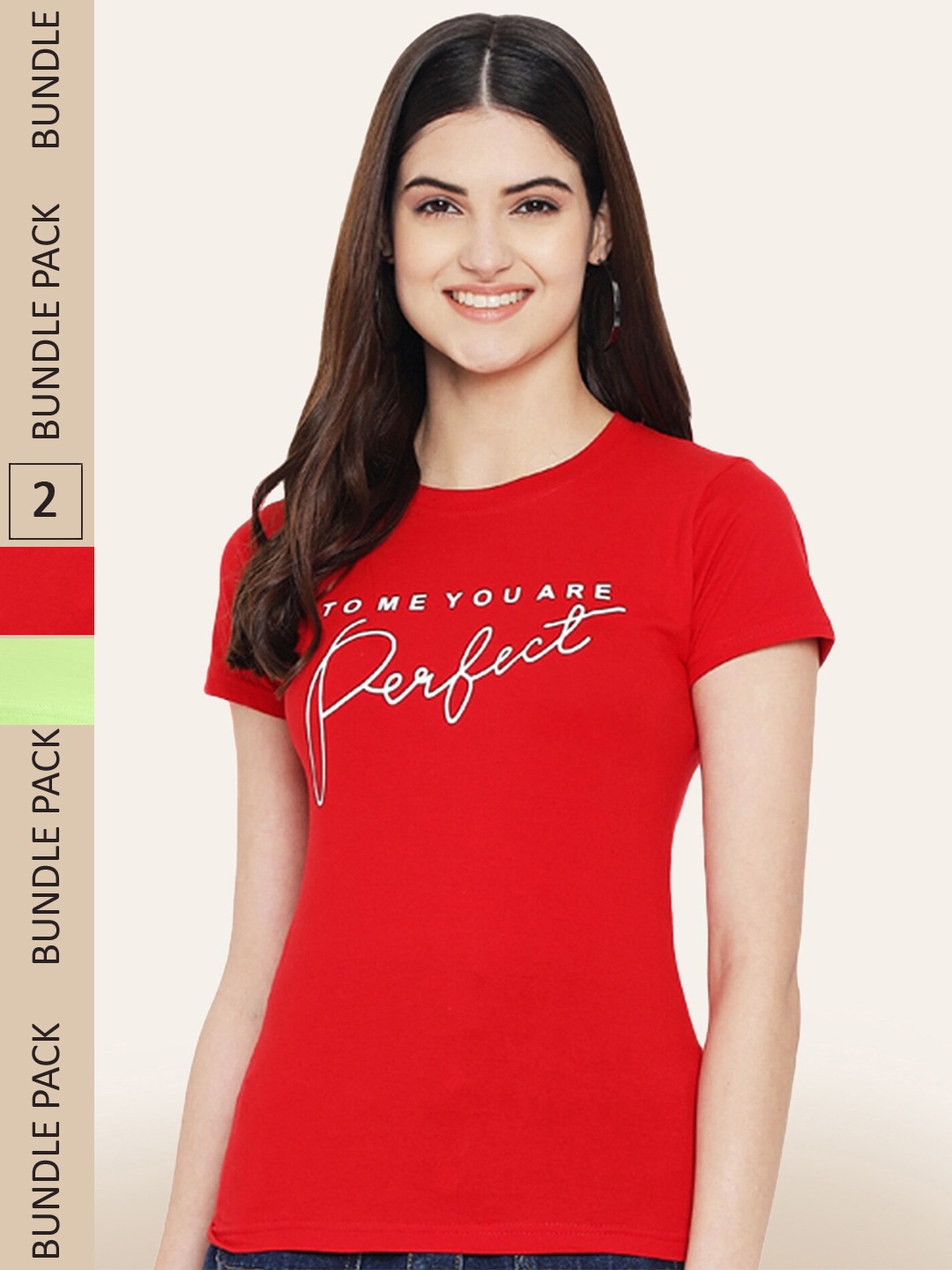 

BAESD Pack Of 2 Typography Printed Cotton T-shirt, Red