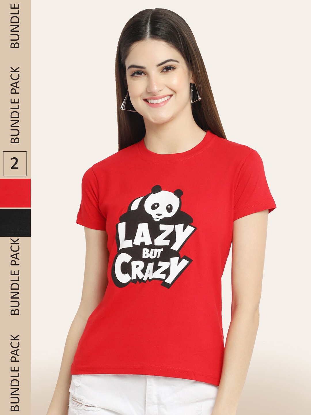 

BAESD Pack Of 2 Printed Cotton T-shirts, Red