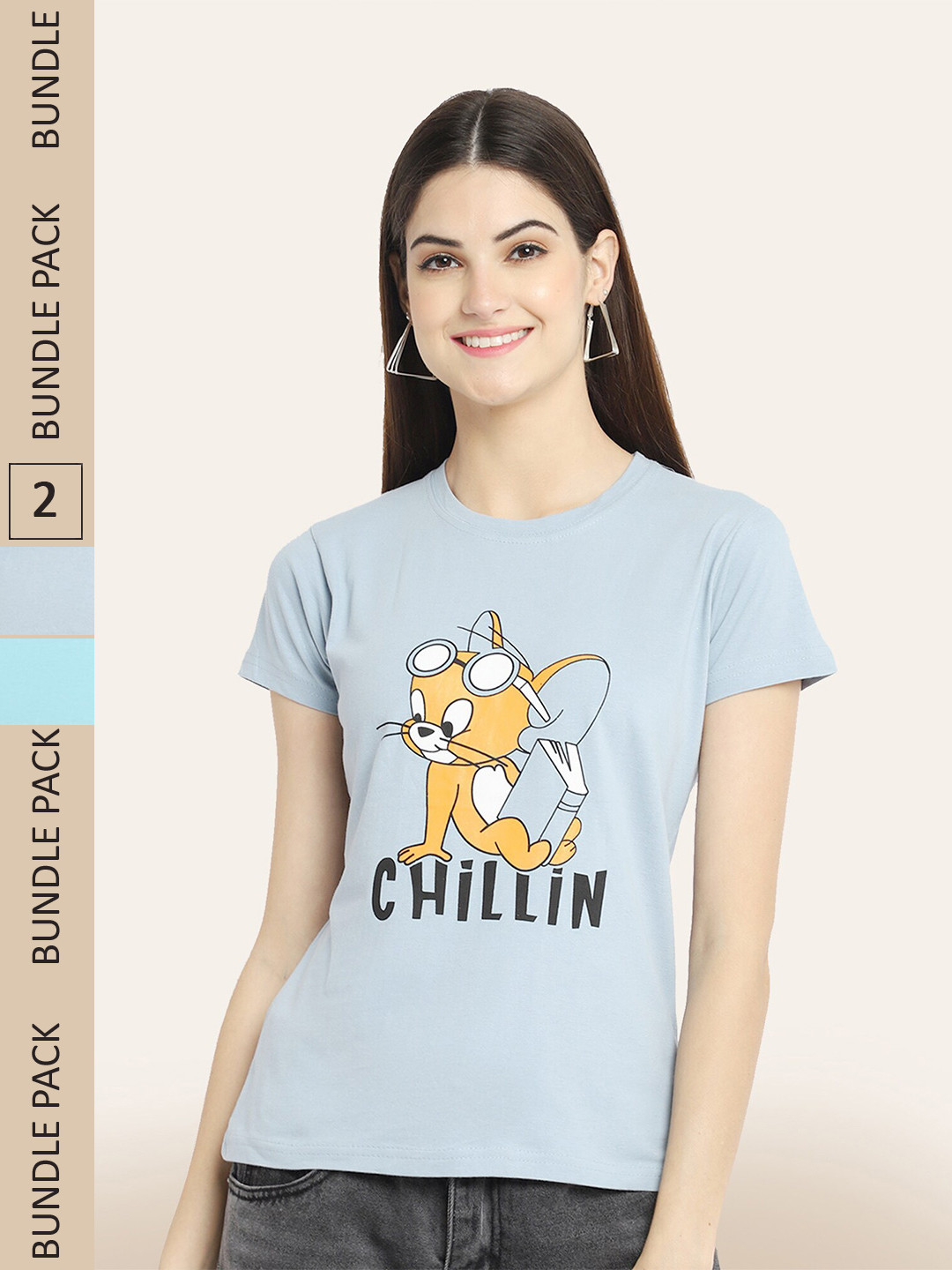 

BAESD Pack Of 2 Graphic Printed Cotton T-Shirt, Blue