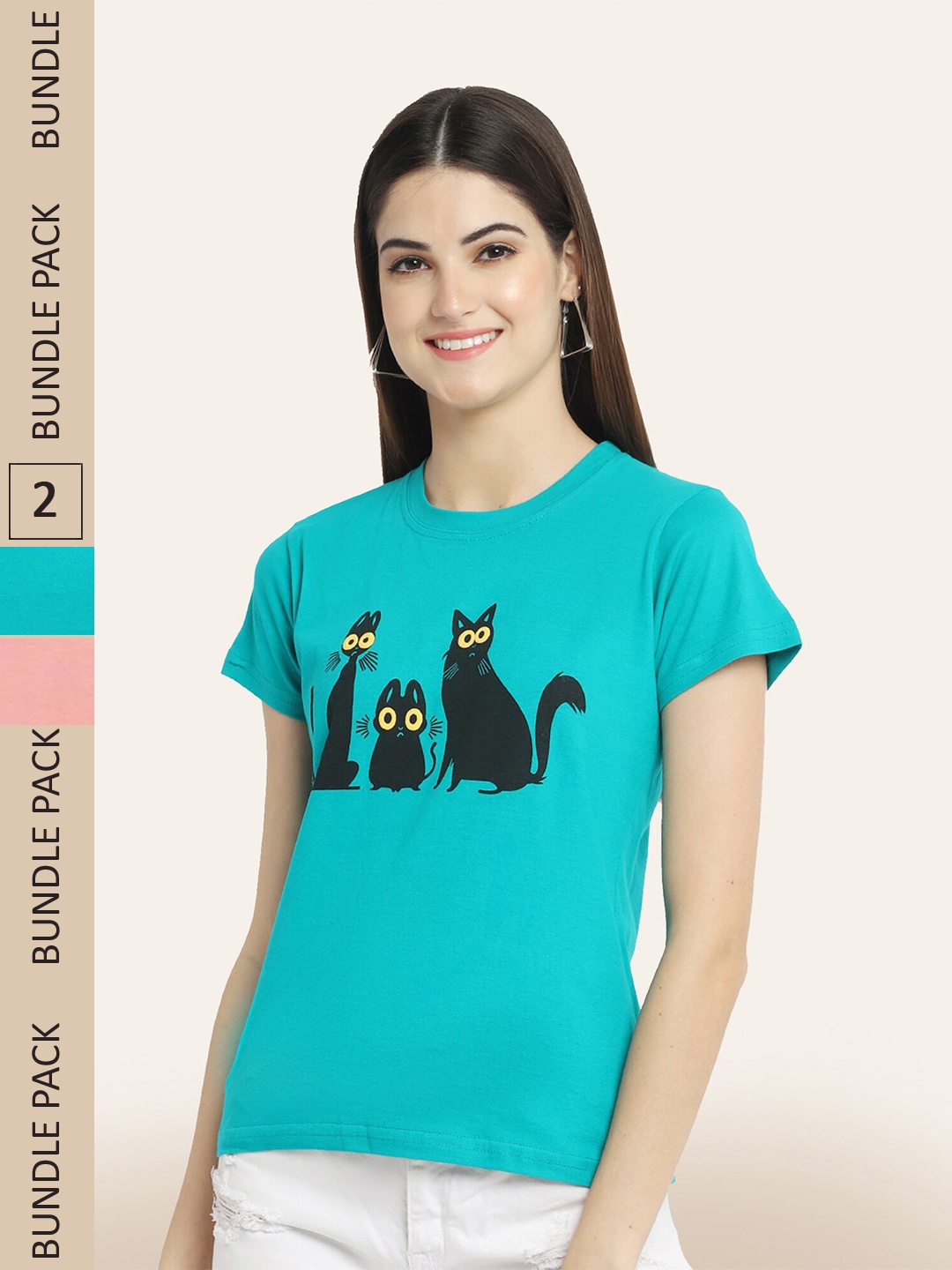

BAESD Pack of 2 Printed Cotton T-shirts, Green