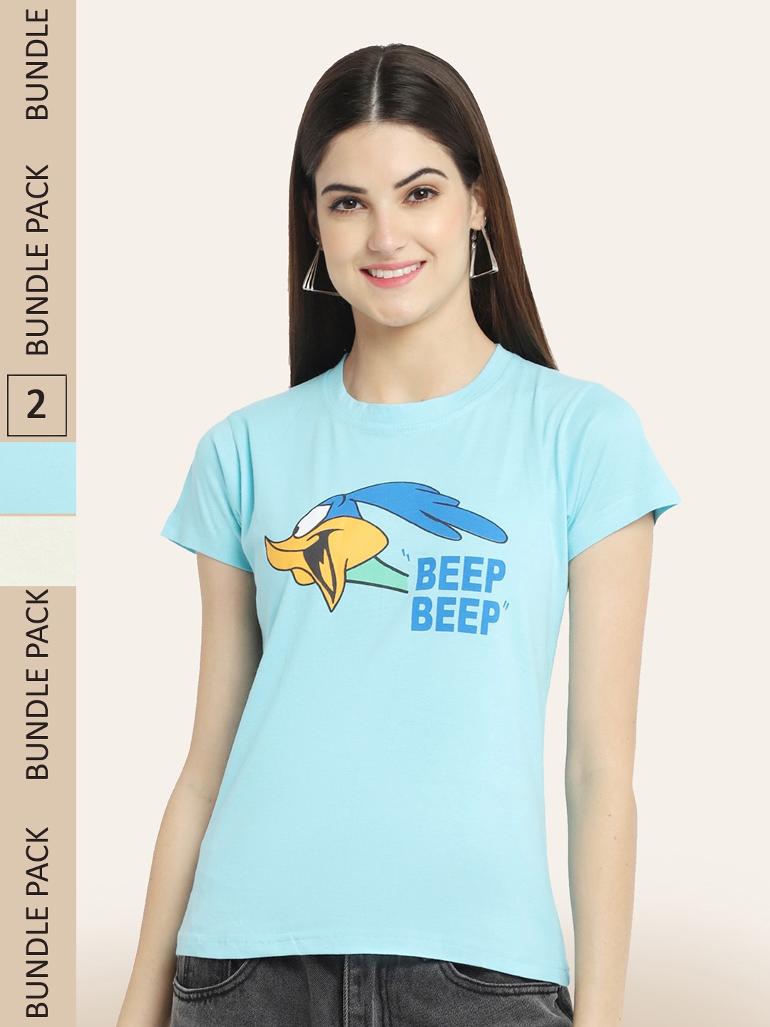 BAESD Pack Of 2 Graphic Printed Cotton T-shirt, Blue