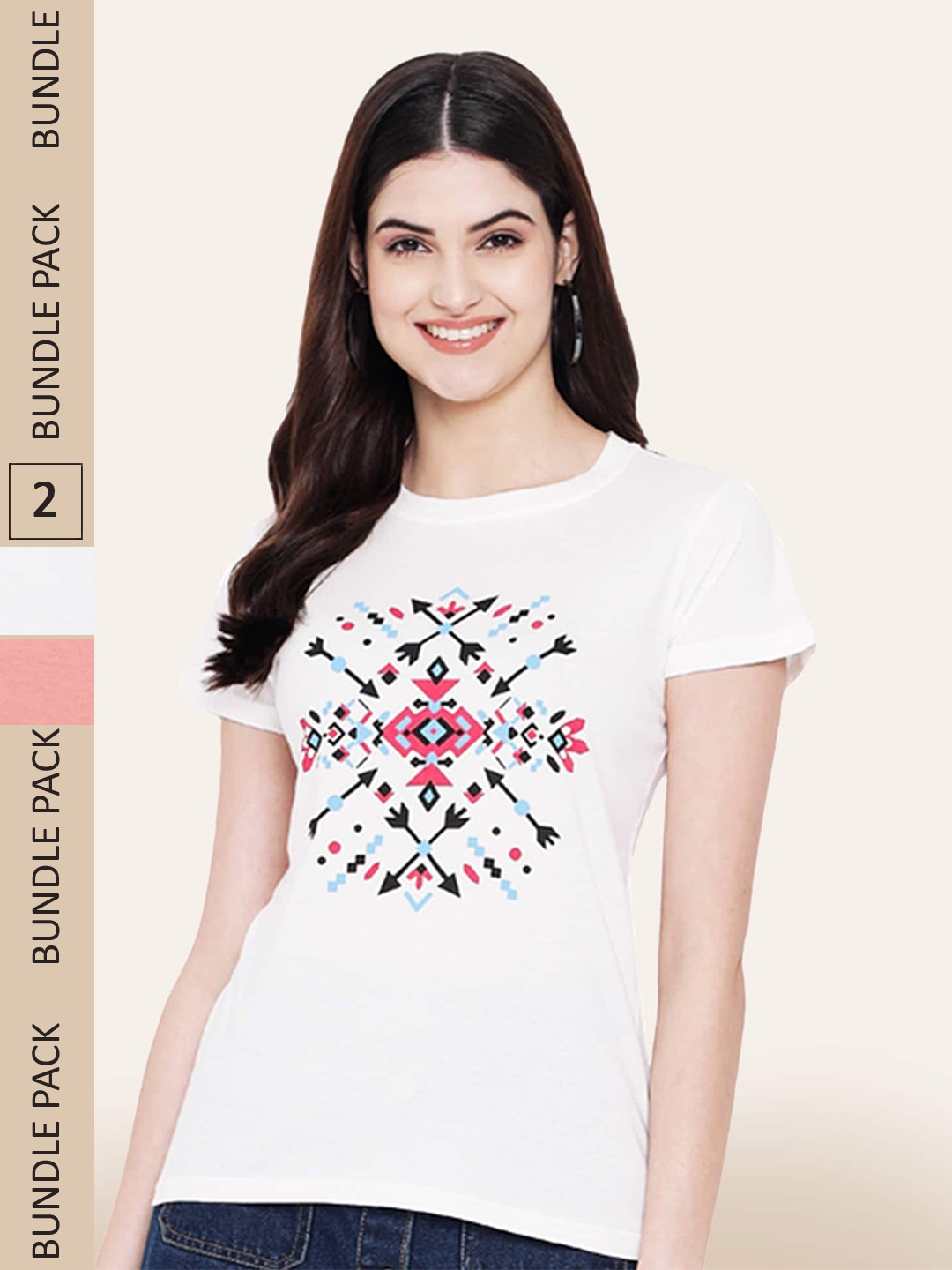 

BAESD Pack 2 Printed Cotton T-shirts, Pink