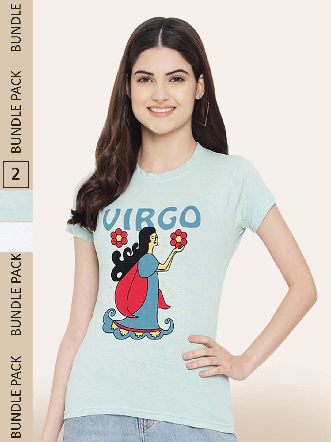 

BAESD Pack of 2 Graphic Printed Round Neck Cotton T-shirt, Blue
