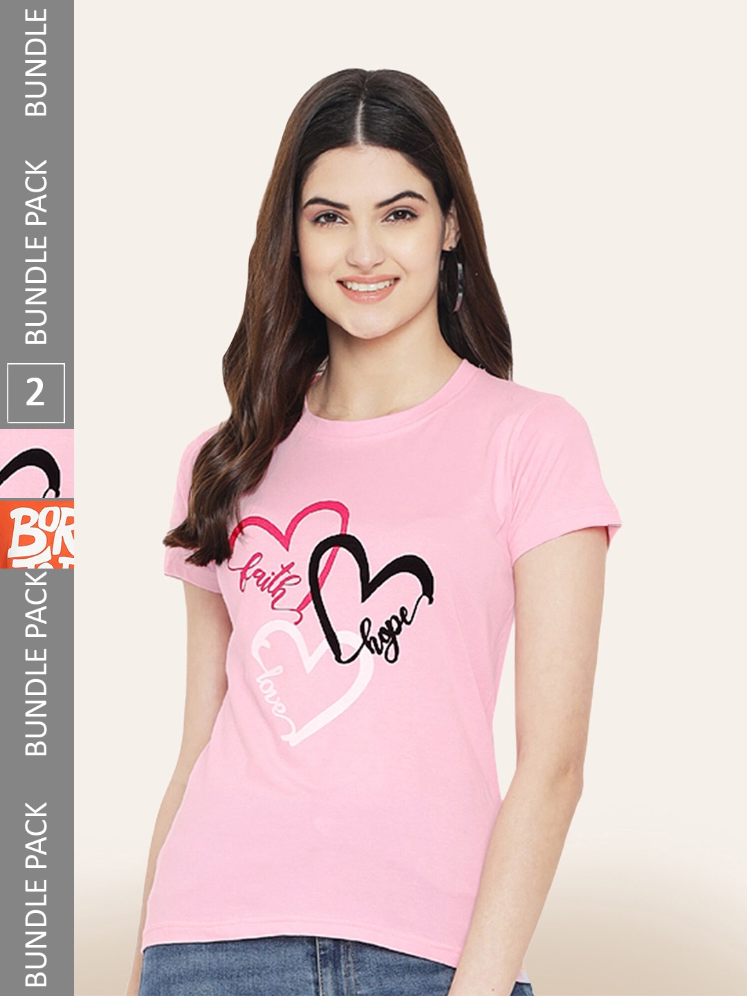 

BAESD Pack Of 2 Printed Cotton T-shirt, Orange