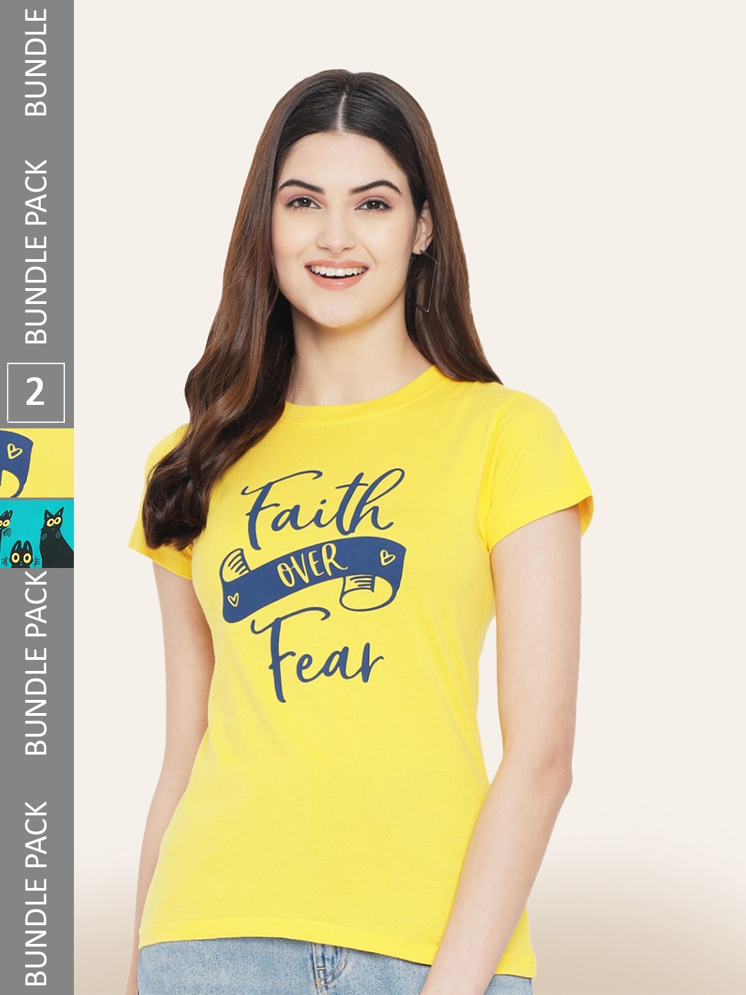 

BAESD Pack Of 2 Printed Cotton T-shirts, Yellow