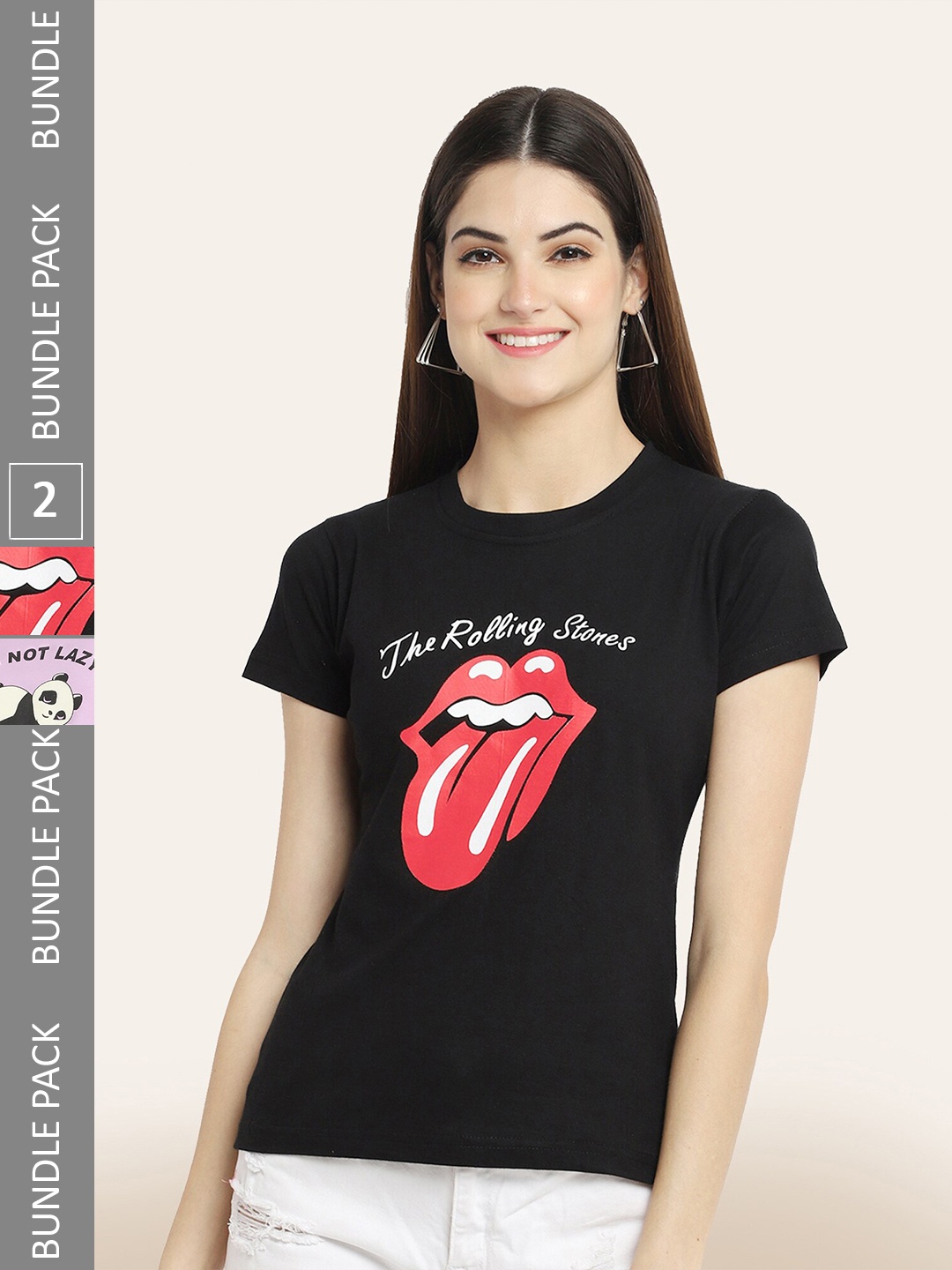 

BAESD Pack Of 2 Printed Cotton T-shirt, Black