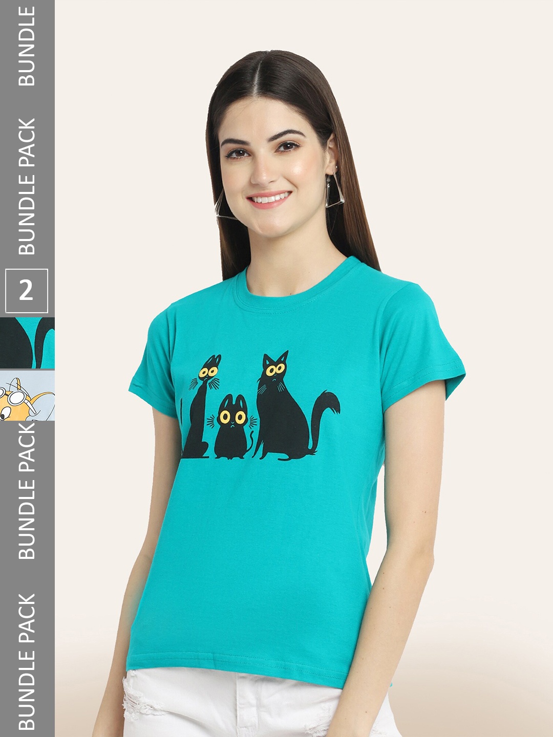 

BAESD Pack Of 2 Printed Cotton T-shirt, Blue