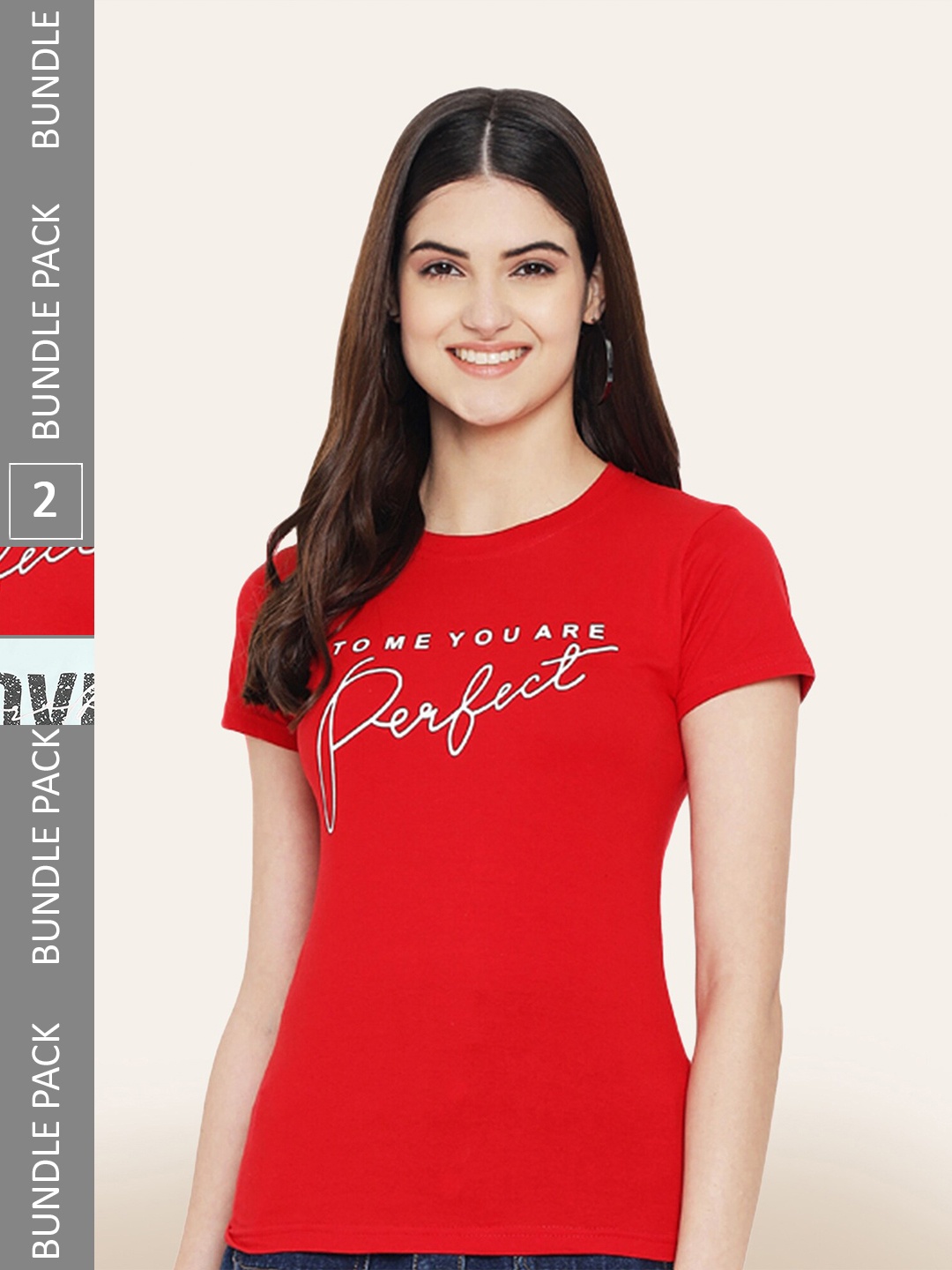 BAESD Pack Of 2 Typography Printed Cotton T-shirt, Red