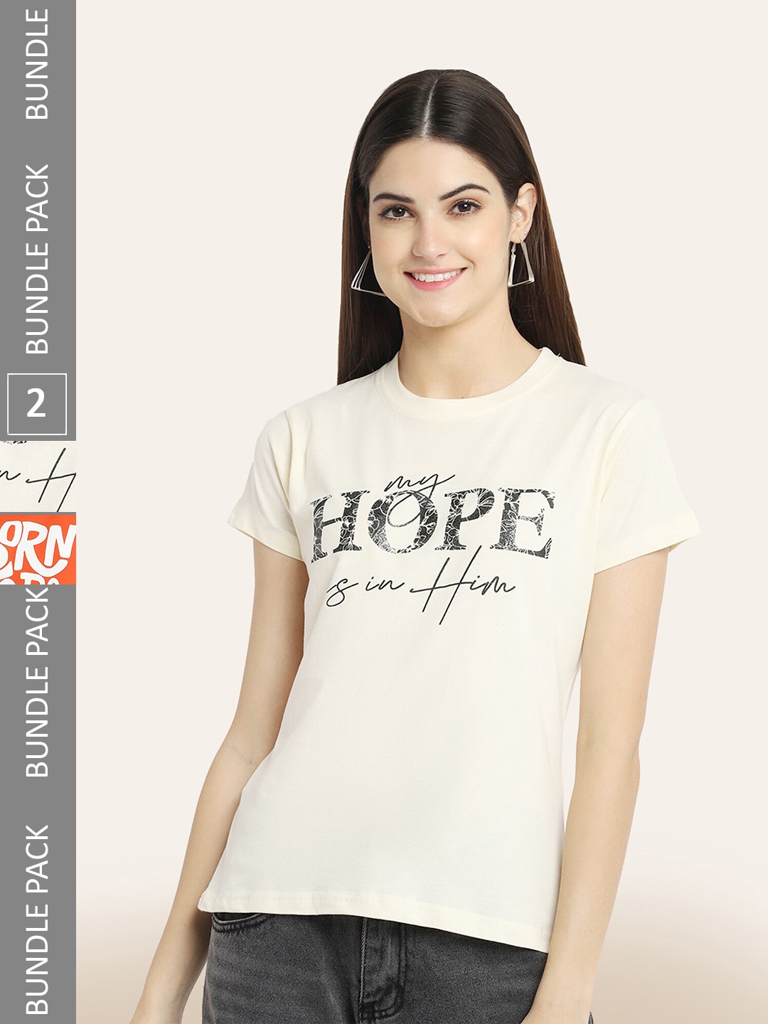 

BAESD Pack Of 2 Printed Cotton T-shirt, White