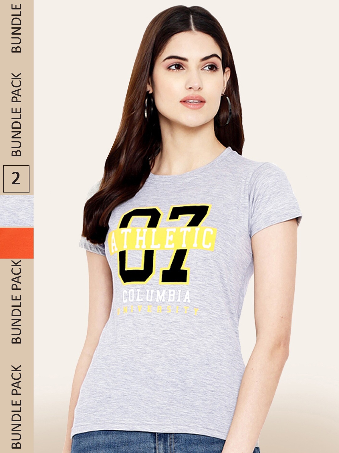 

BAESD Pack Of 2 Printed Cotton T-shirts, Grey