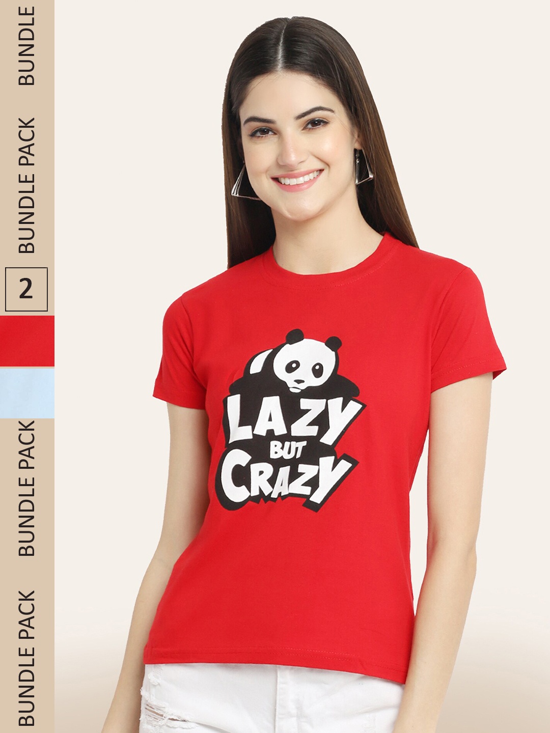 

BAESD Pack Of 2 Printed Cotton T-shirt, Red