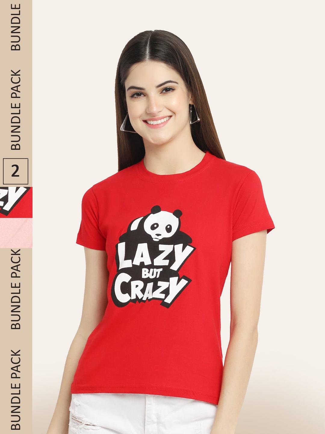 

BAESD Pack Of 2 Printed Cotton T-shirt, Red