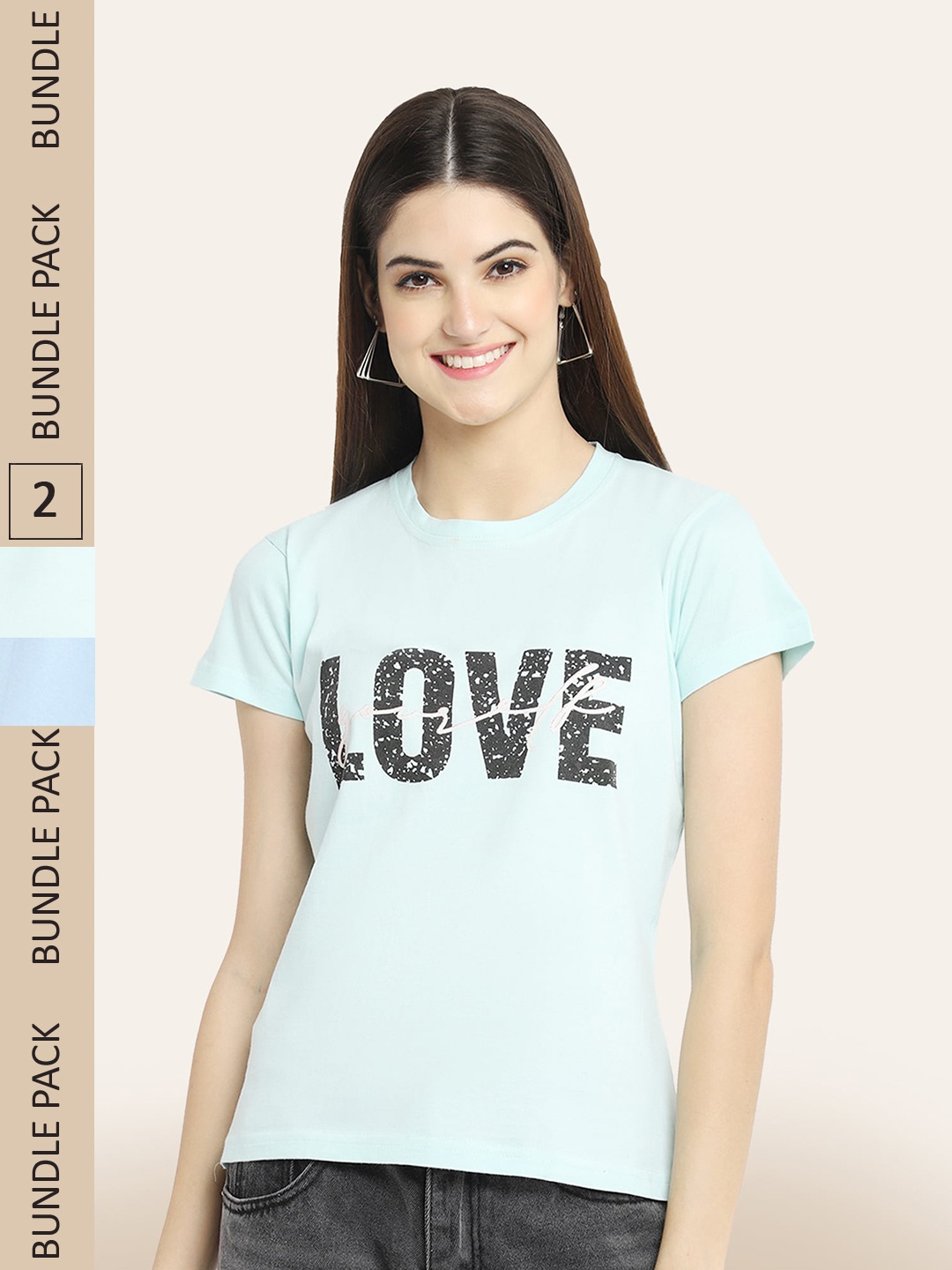 

BAESD Pack Of 2 Printed Cotton T-shirt, Sea green