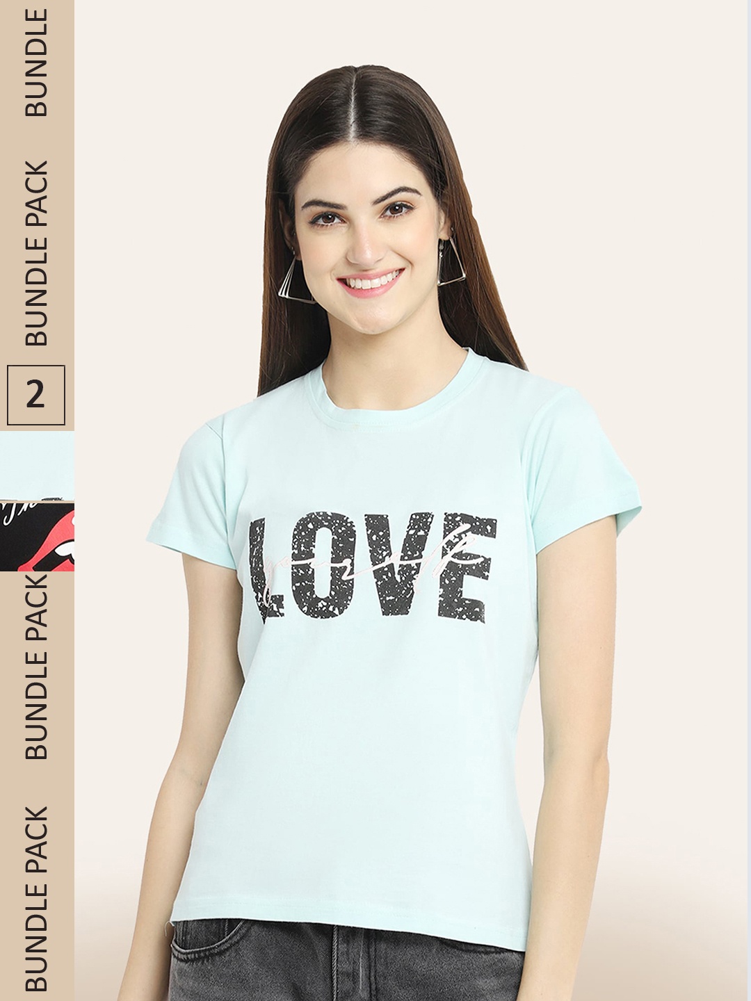 

BAESD Pack Of 2 Typography Printed Cotton T-shirt, Sea green