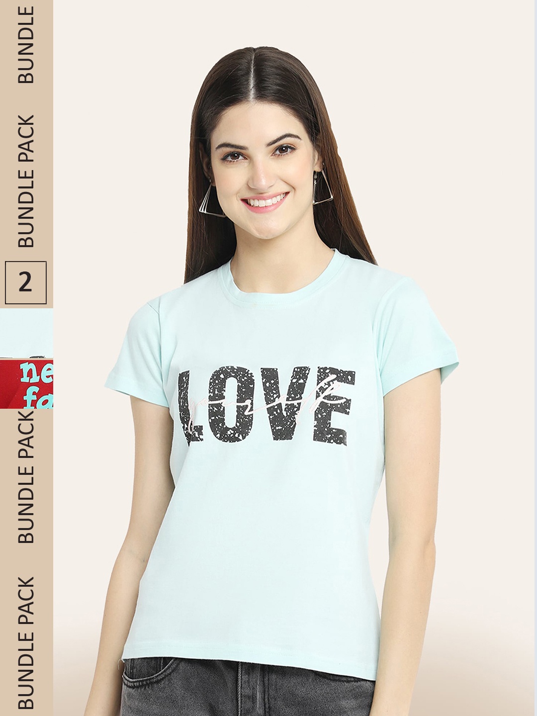 BAESD Pack Of 2 Printed Cotton T-shirt, Blue