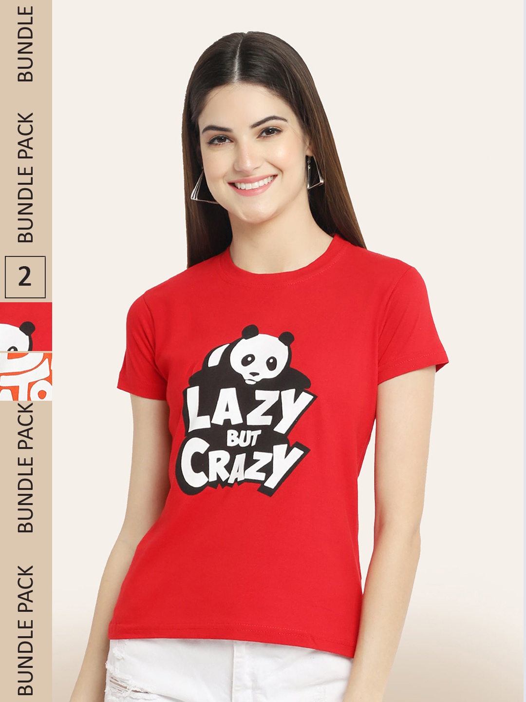 

BAESD Pack Of 2 Typography Printed Casual Cotton T-shirts, Red